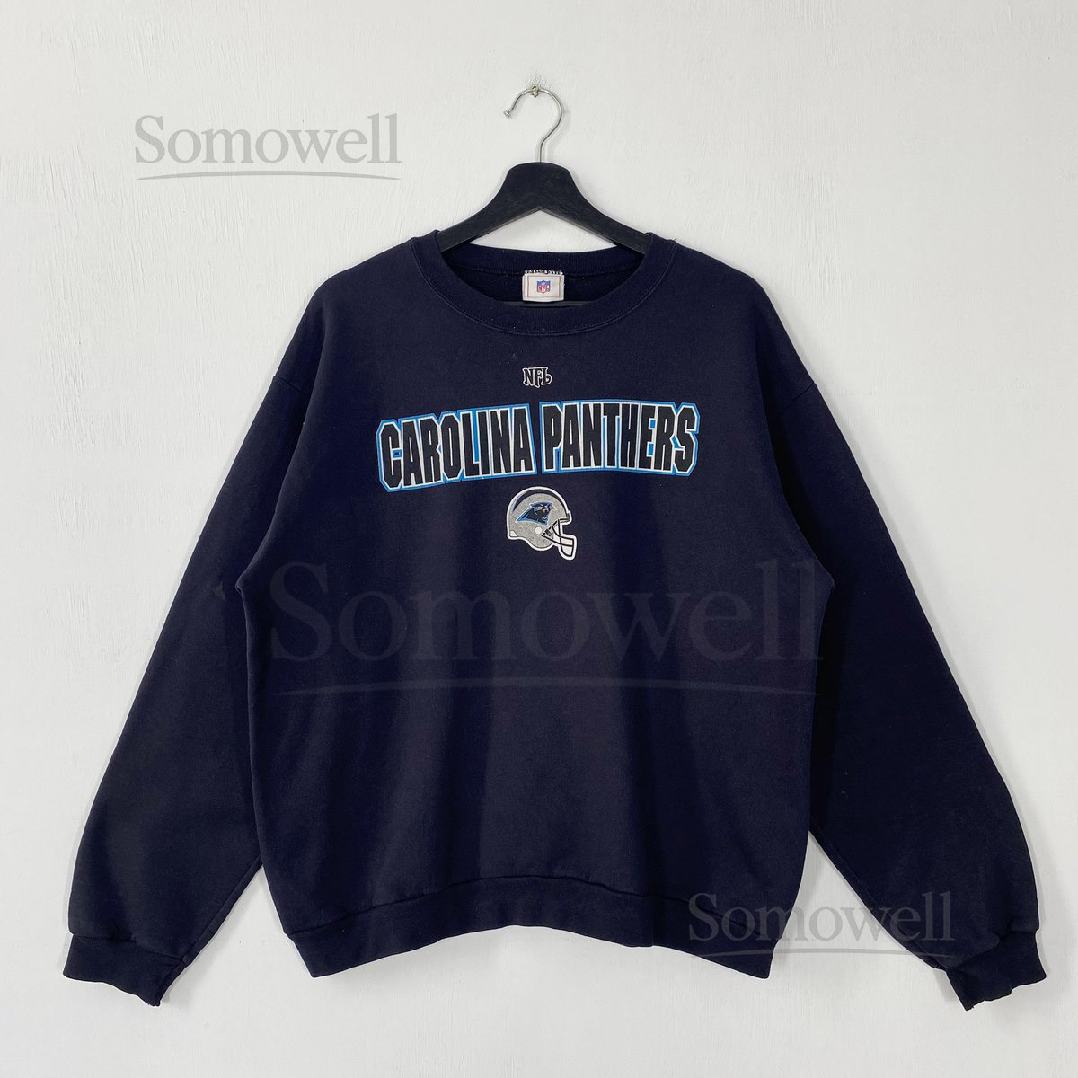 Vintage Carolina Panthers Sweatshirt Crewneck Pullover Sportswear NFL Carolina Panthers Print Logo Black Large_35