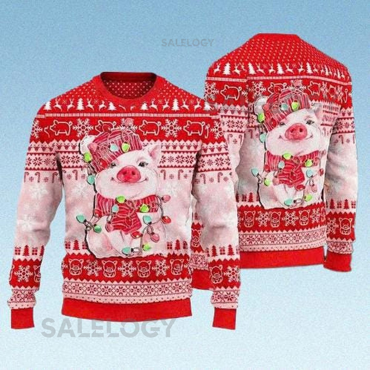Lovely Pig Reindeer 3D Ugly Christmas Sweater Funny Holiday Jumper Cute Festive Xmas Sweatshirt Unique Winter Party 2025