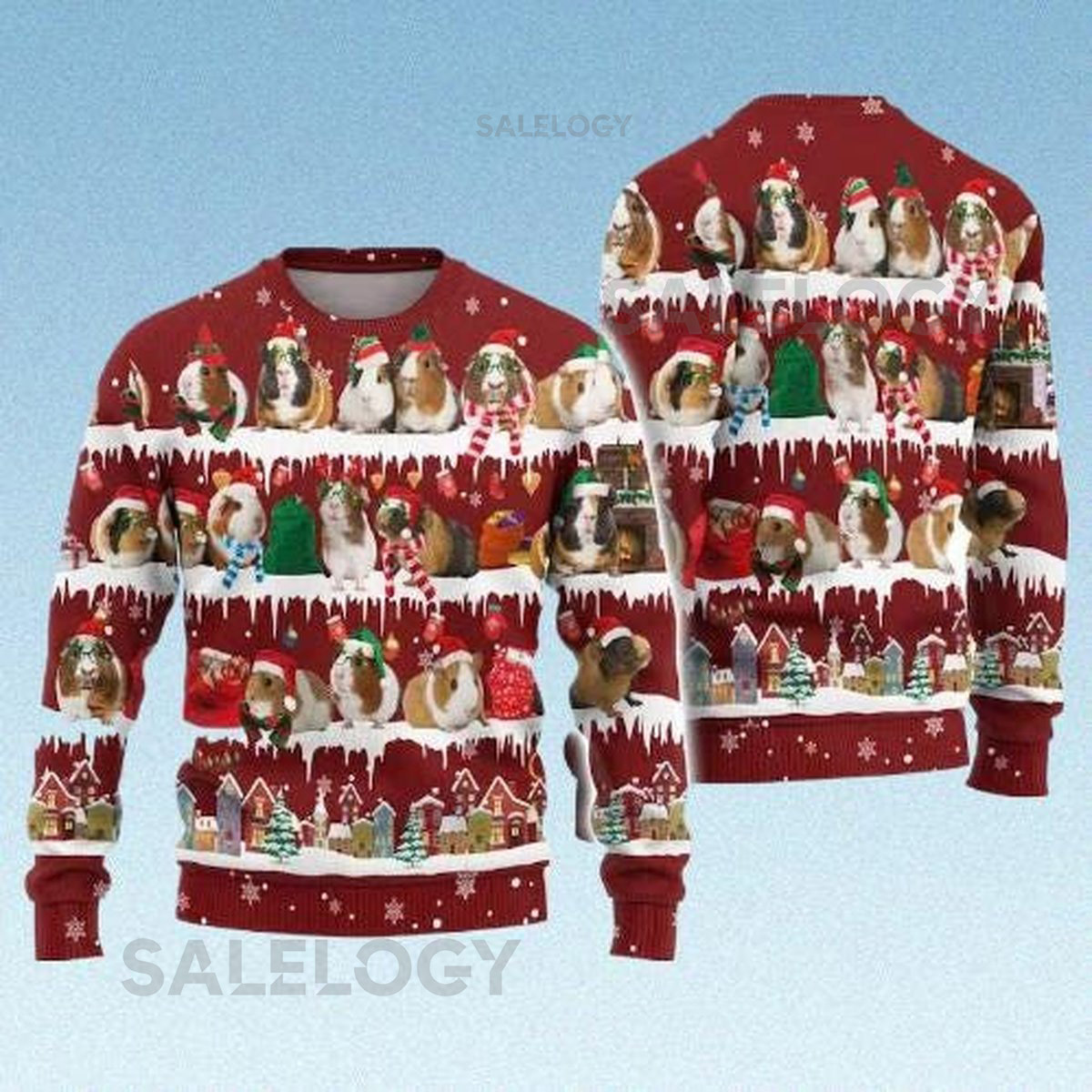 Guinea Pig Ugly Christmas Sweater Cute Pet Holiday Sweatshirt Funny Farm Animal Xmas Jumper Festive for Pet Lovers Farmers