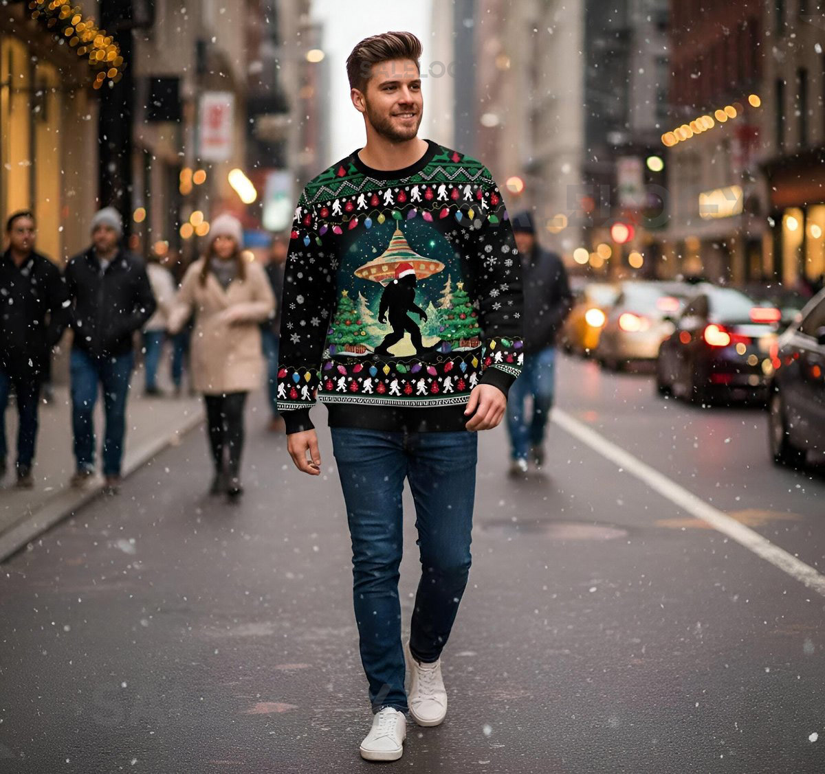 Bigfoot Christmas Ugly Sweater Funny Sasquatch Holiday Sweatshirt Cryptid Xmas  Ugly Christmas Sweater