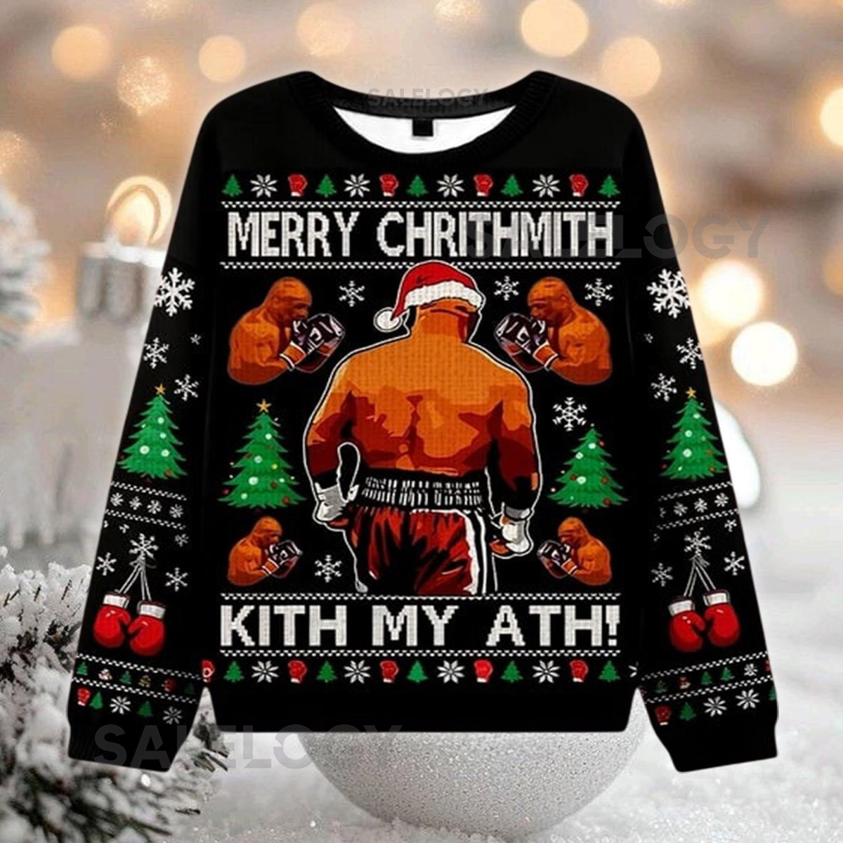 Merry Chrithmith Ugly Christmas Sweater Funny Boxing Xmas Jumper Kith My Ath Holiday Iron Mike Apparel