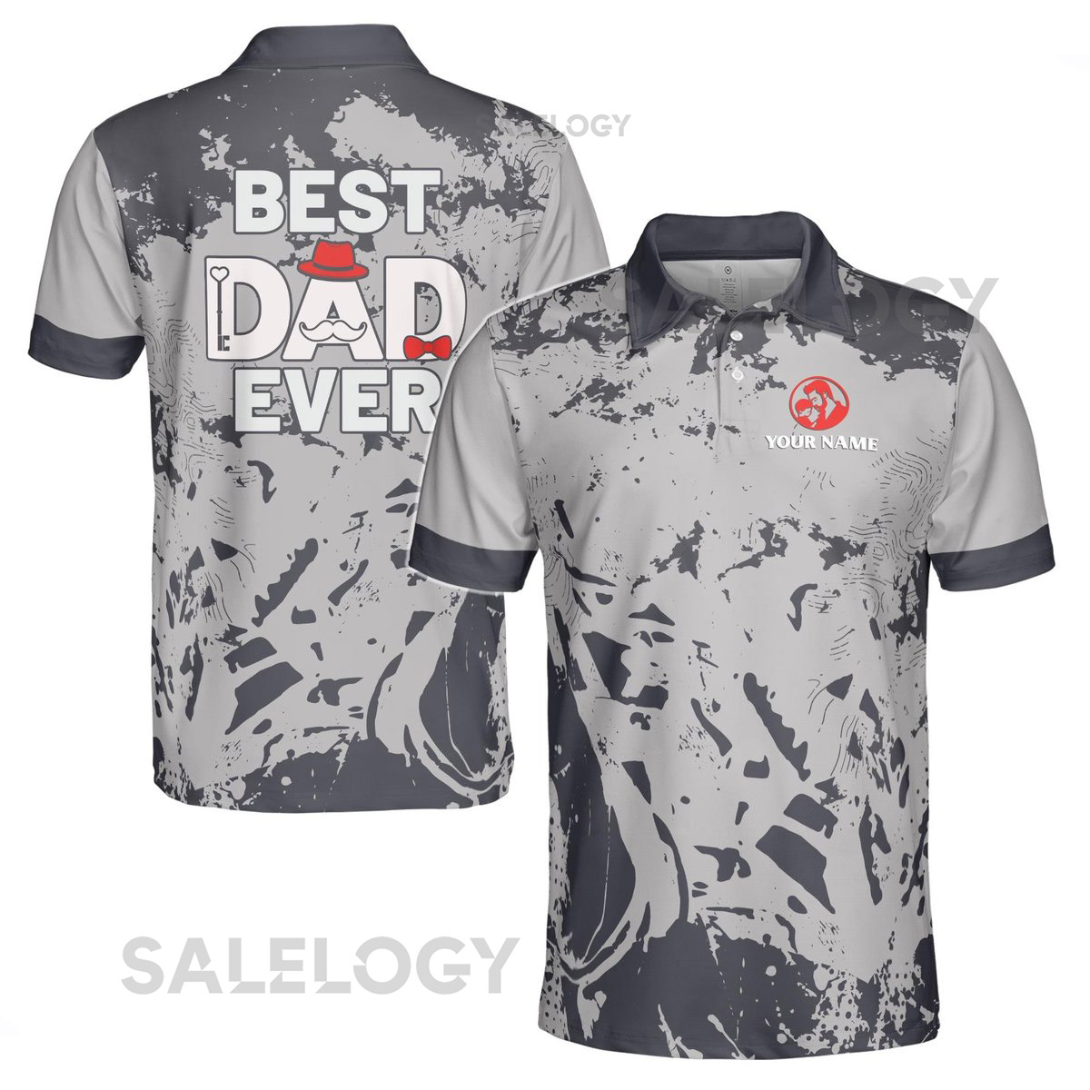 Customize Name Best Dad Ever Gray 3D Men39s Polo Shirt S-5XL_258