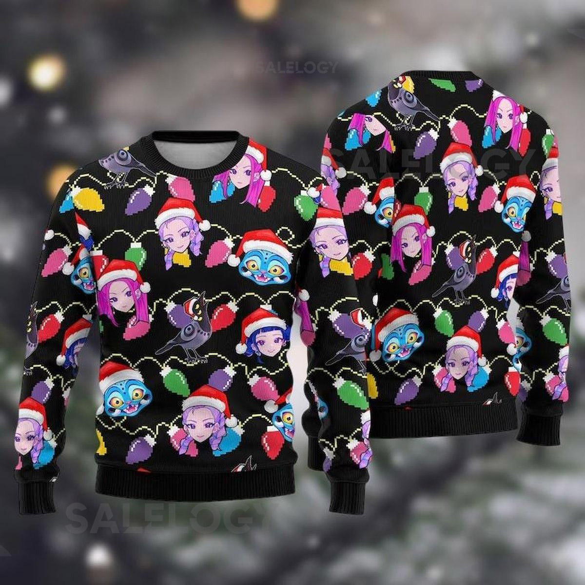 Blue Tiger Kpop Group Christmas Ugly Sweater Tiger Light Bulb Sweater Men Kids Rumi Mira Joey Sweater Joy Xmas Holiday Sweater