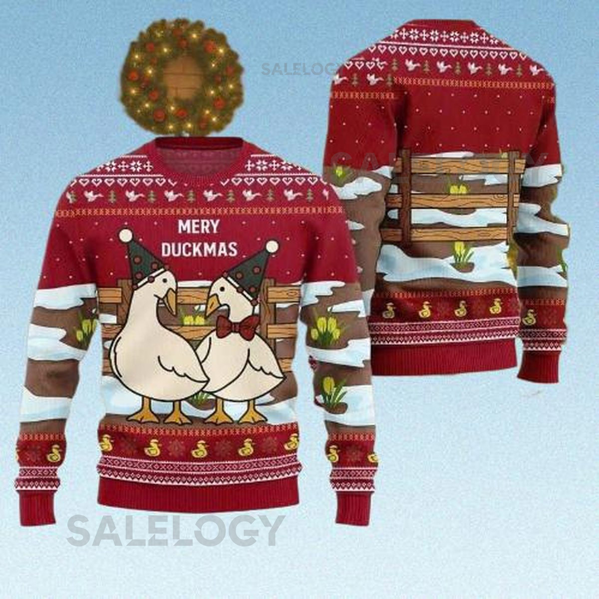 Duck Christmas Ugly Sweater Merry Duckmas Funny Holiday Sweater Cute Animal Festive Xmas  for Party Or Friends