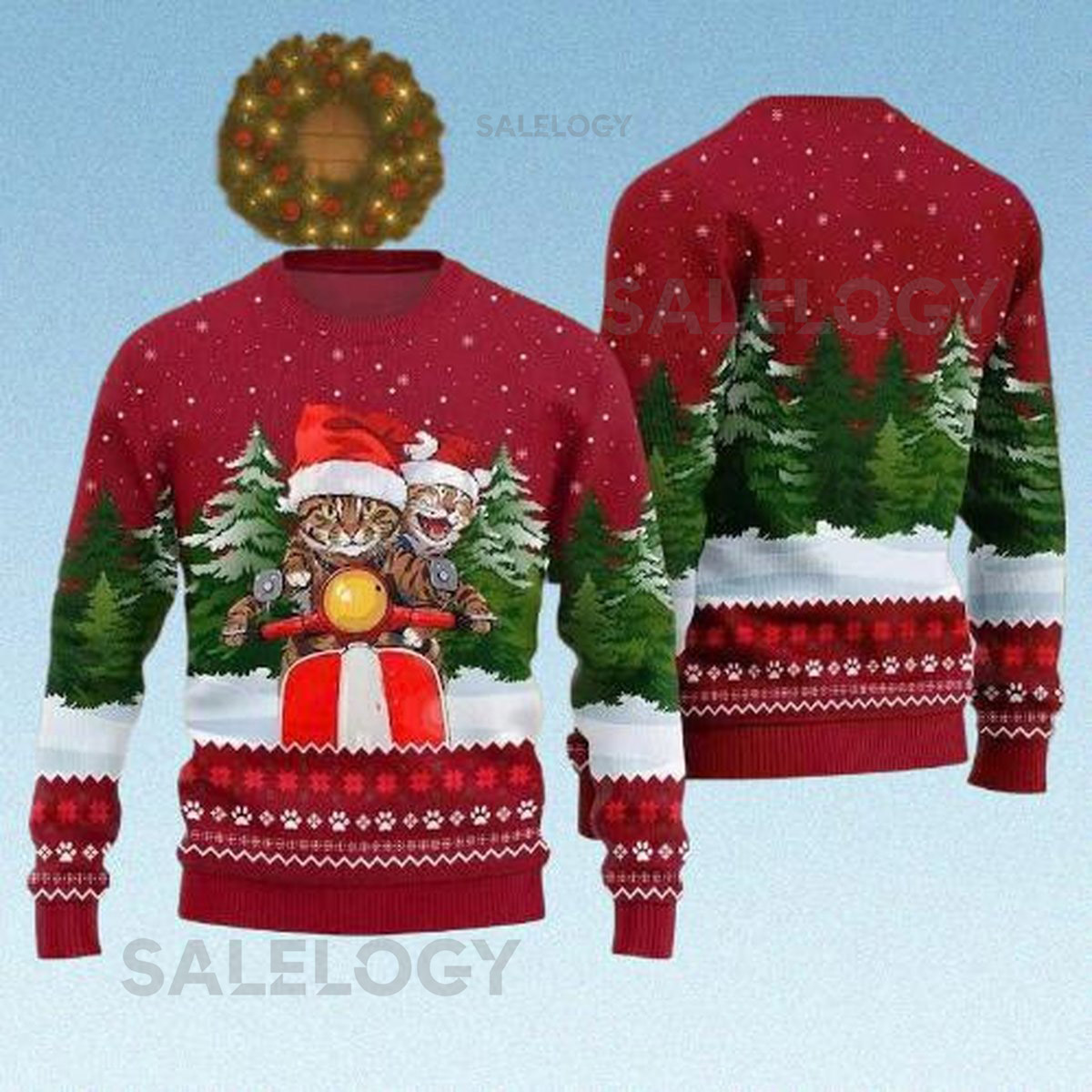 Christmas Cats Riding Cars Sweater Funny Pet Lovers Ugly Xmas Sweater Cute Holiday Sweatshirt Cozy Christmas Gift
