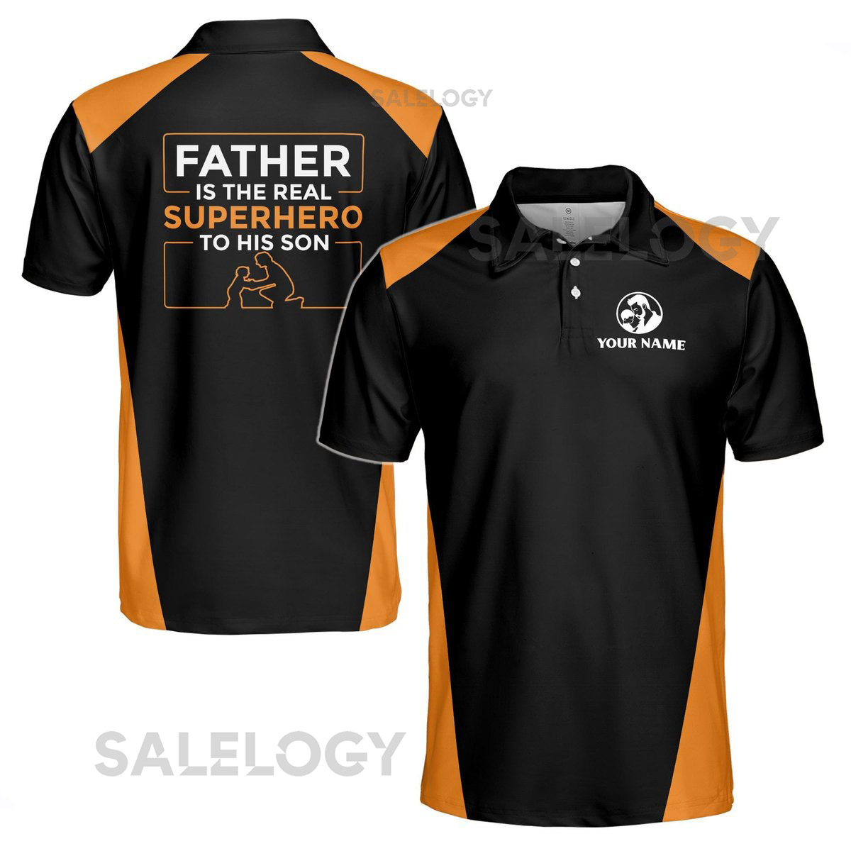 Customize Name Dad The Real Superhero Black 3D Men39s Polo Shirt S-5XL_274