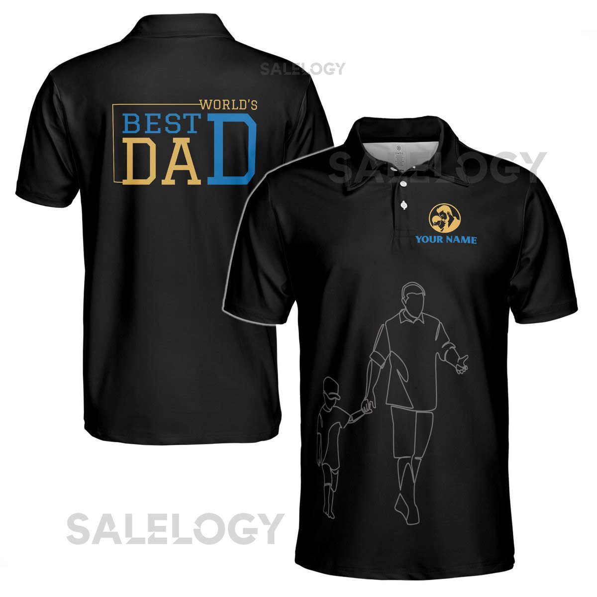 Customize Name World39s Best Dad Black 3D Men39s Polo Shirt S-5XL_372