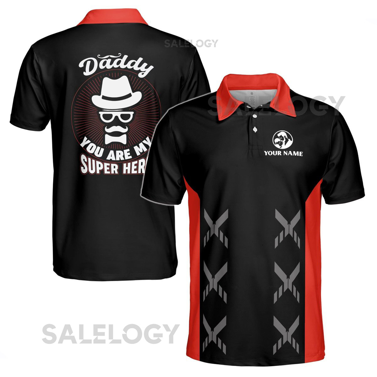 Customize Name Dad My Superhero Black 3D Men39s Polo Shirt S-5XL_272