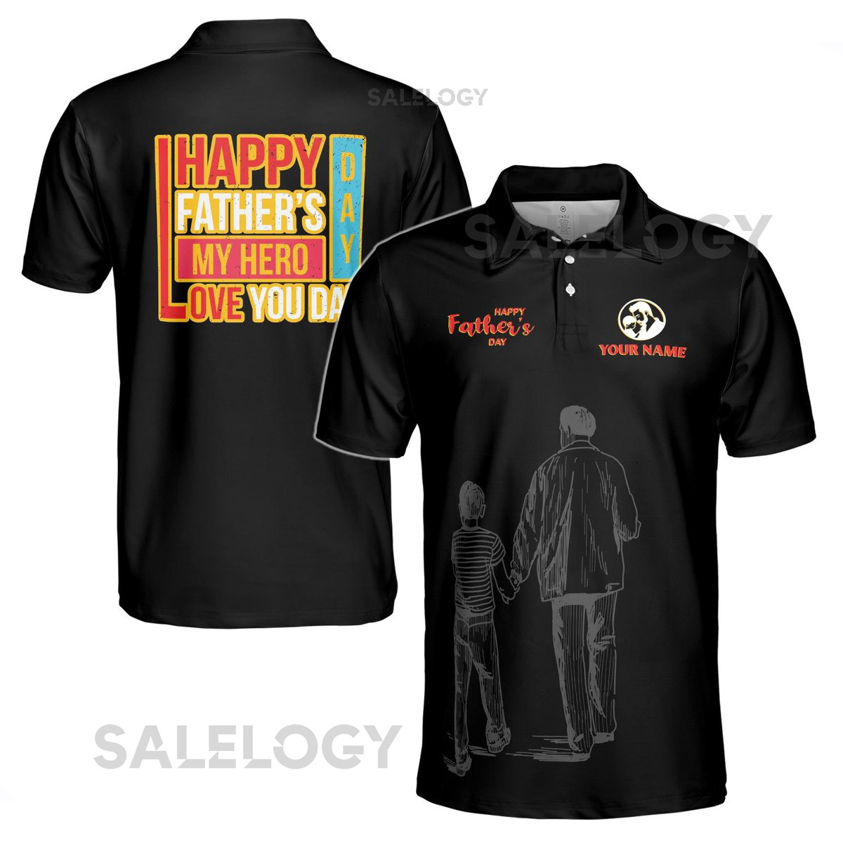 Customize Name My Hero Love You Dad Black 3D Men39s Polo Shirt S-5XL_350
