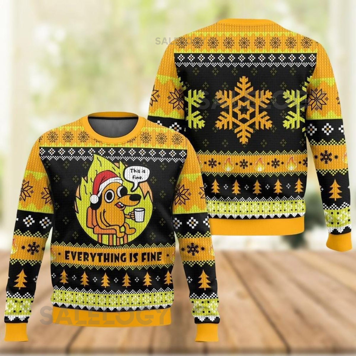 This Is Fine Meme Christmas Sweater Funny Dog Meme Kid Adult Sweater Everything Is Fine Meme Holiday Sweater Pet Lover Xmas