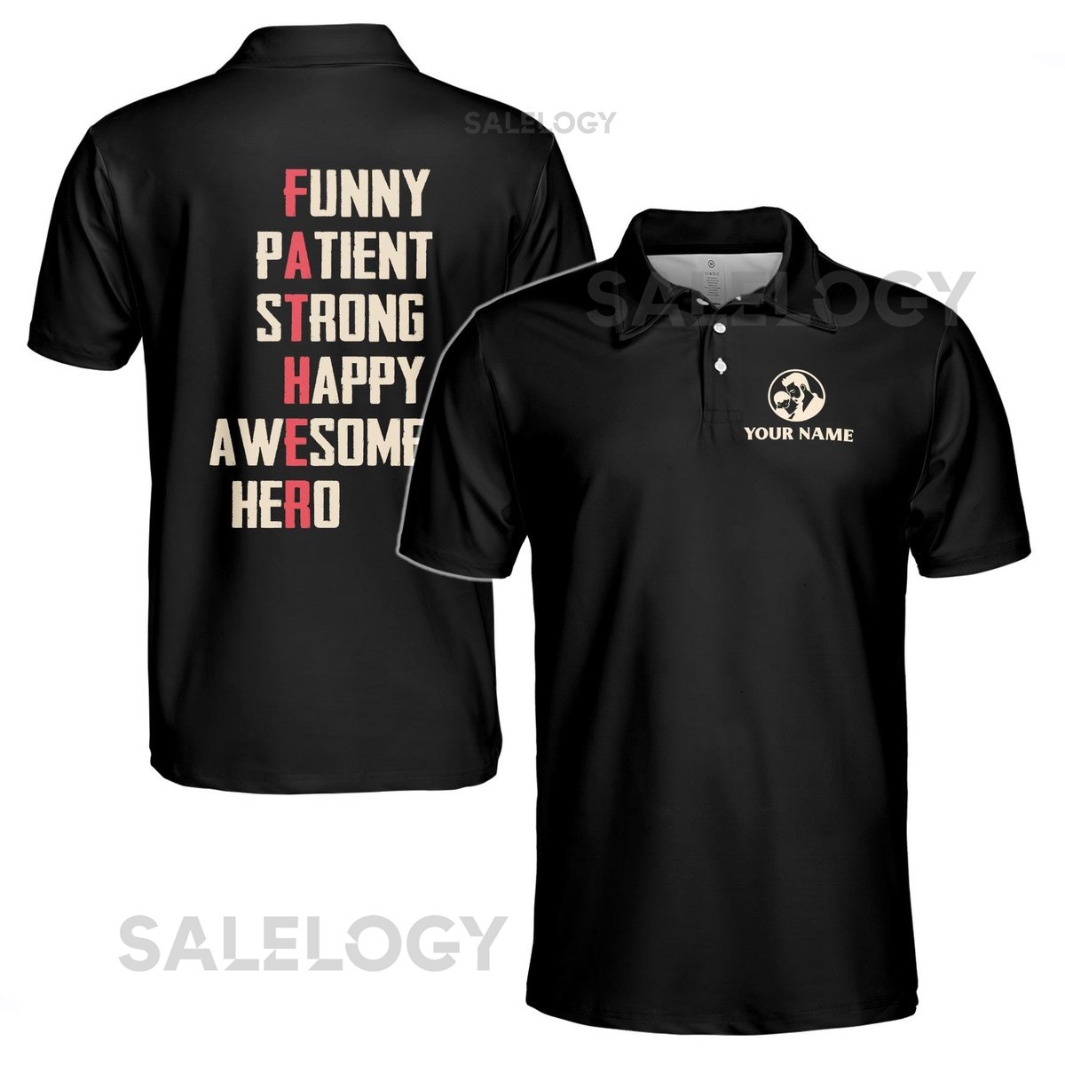 Customize Name Father Adjectives Black Cream 3D Men39s Polo Shirt S-5XL_281