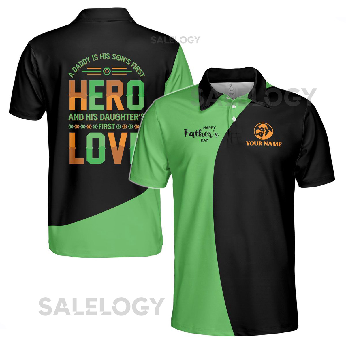 Customize Name Dad First Hero First Love Black Green 3D Men39s Polo Shirt S-5XL_269