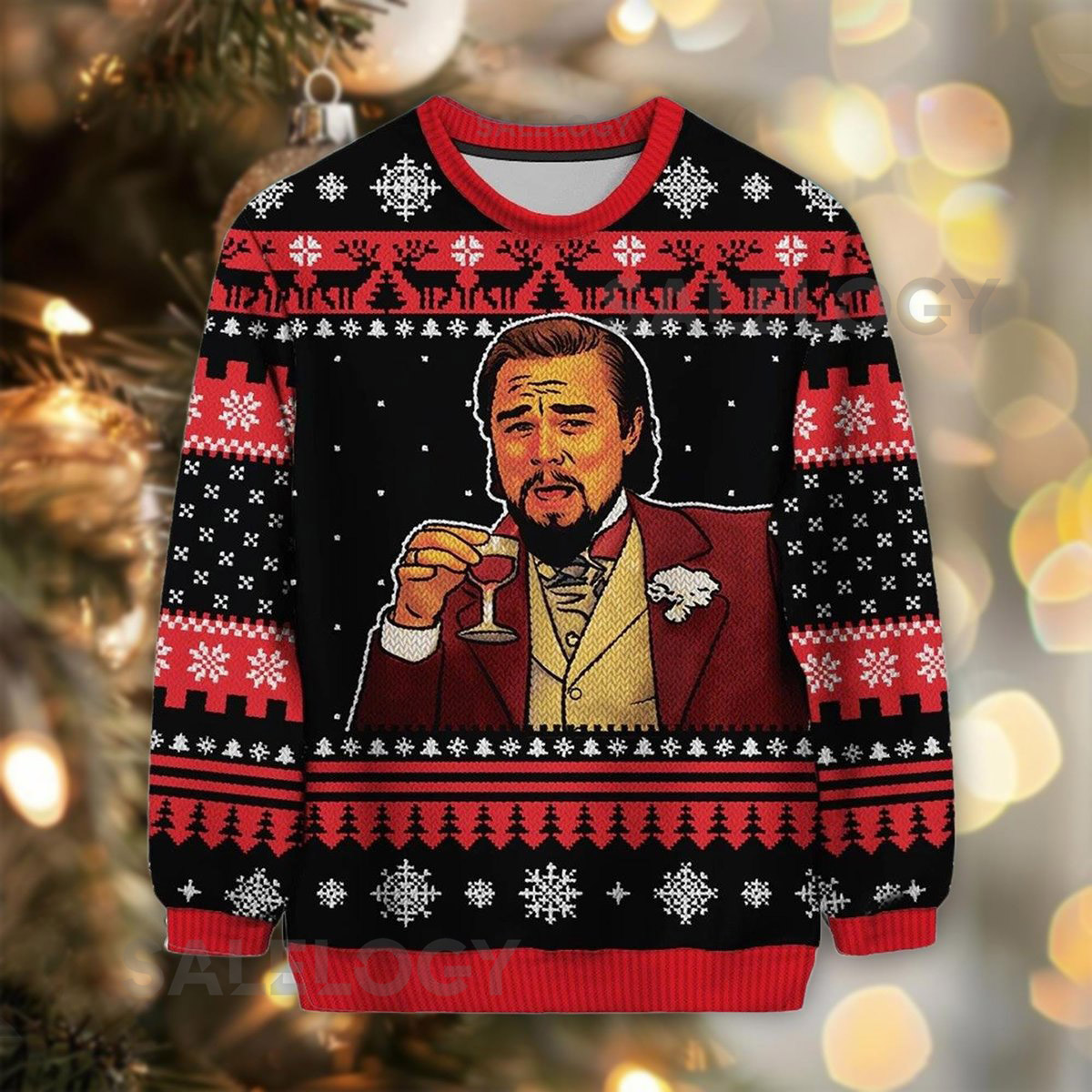 Leonardo DiCaprio Meme Ugly Christmas Sweater Funny Django Unchained Jumper Holiday Party