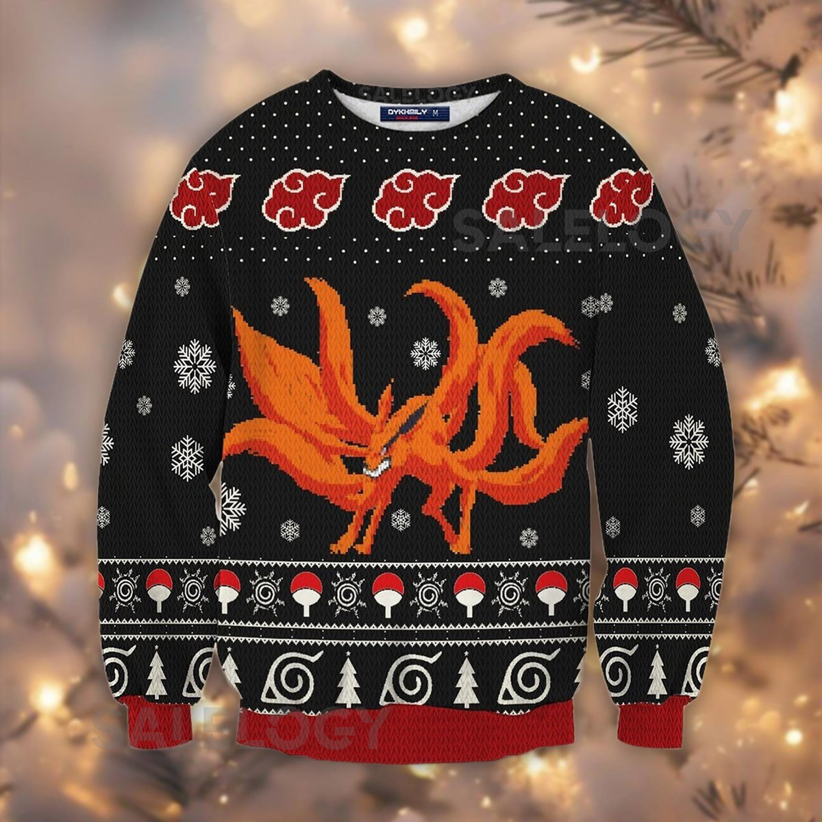 Nine-Tailed Fox Demon Ugly Christmas Sweater Anime Inspired Holiday Jumper Fox Spirit Fan