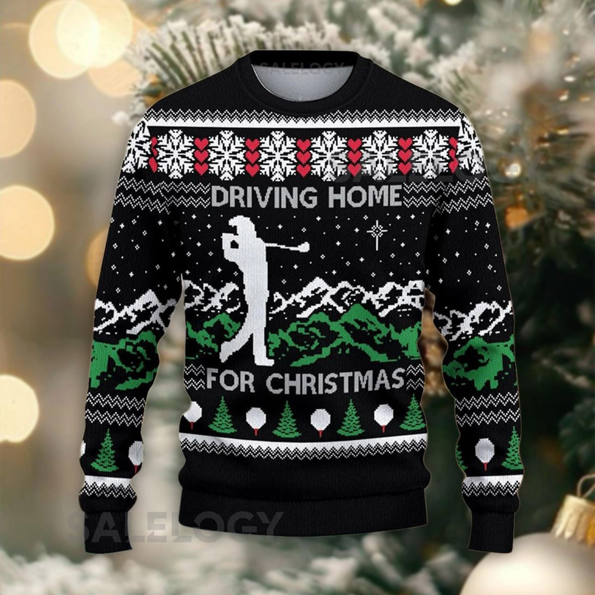 Driving Home For Christmas Golf Ugly Sweater Funny Golfer Jumper Sports Holiday  Golfing Theme