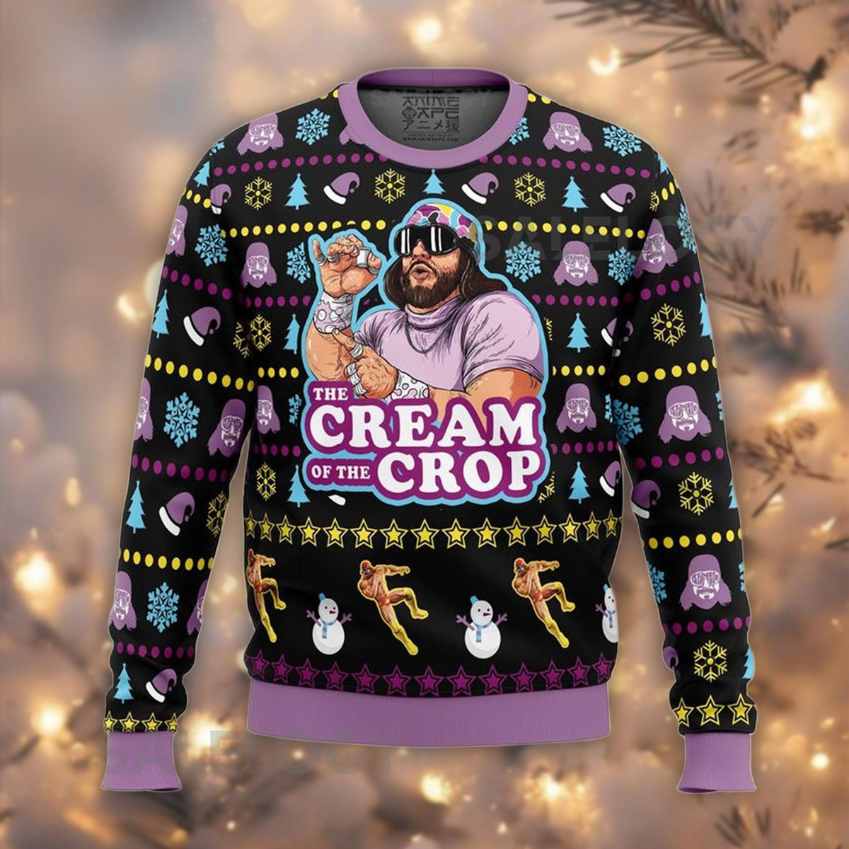 The Cream Of The Crop Ugly Christmas Sweater Funny Wrestling Jumper Retro Sports Fan