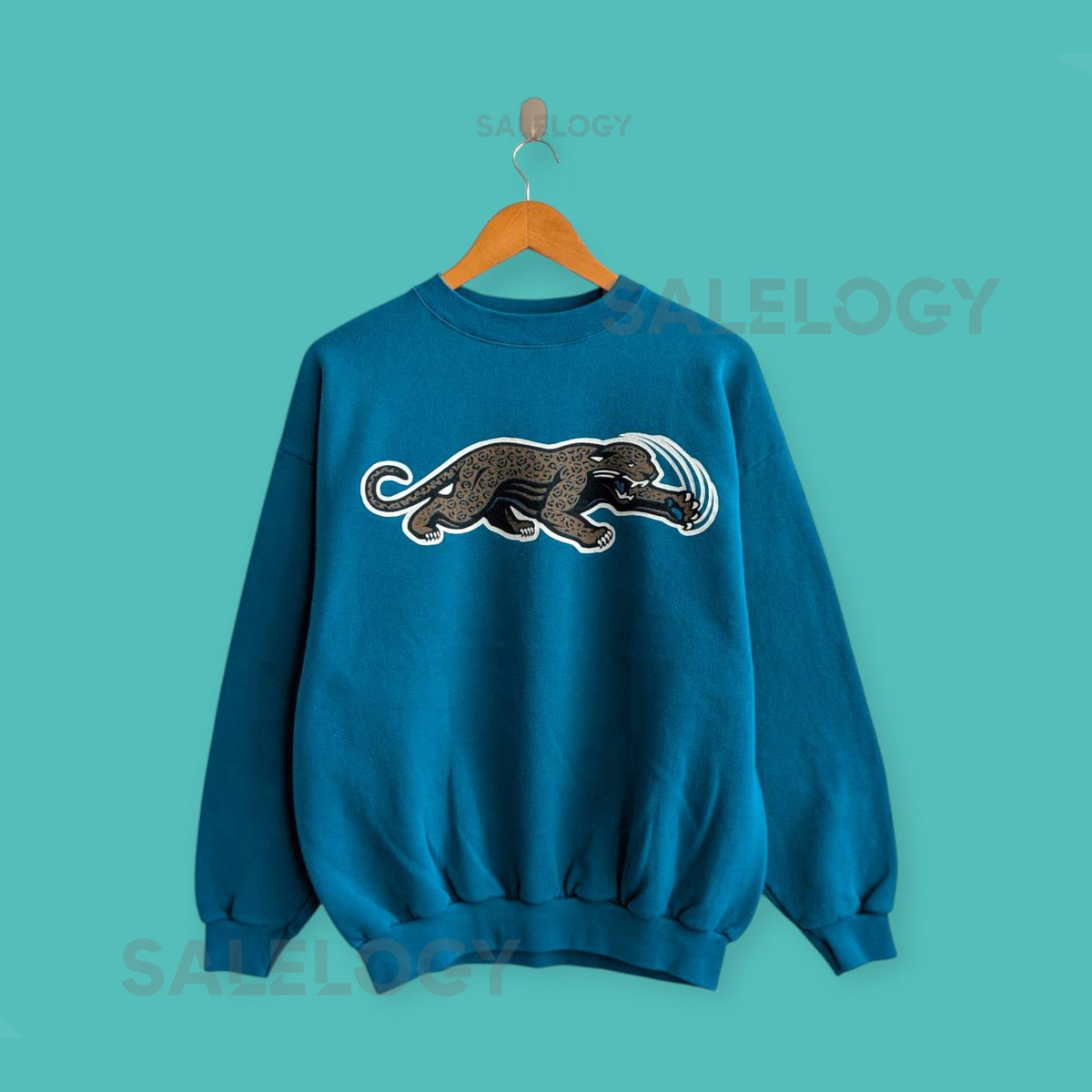 vintage 90s Jacksonville jaguars sweatshirt Jacksonville jaguars crewneck sweater pullover streewear style nice teal colour size_935