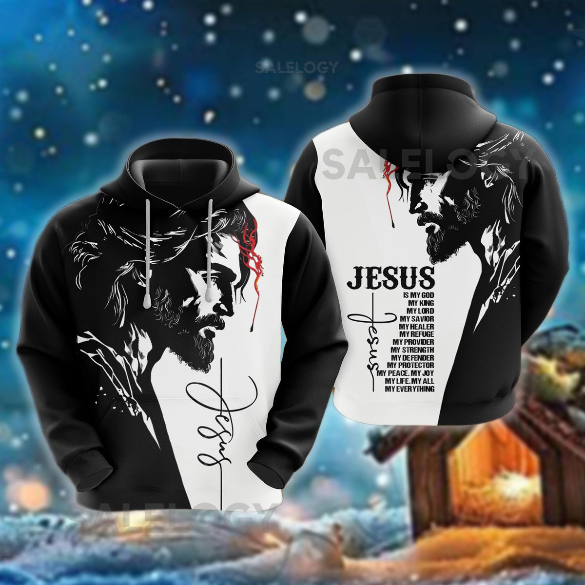 Jesus Is My God Hoodie Savior Pullover Christian Merch Religious  Jesus God List Sweatshirt Faith Apparel for Him Her