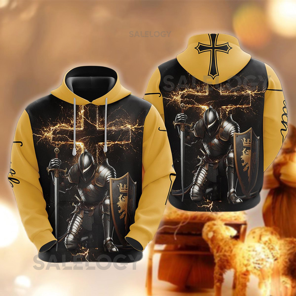 Christian Knight Hoodie God39s Warrior Pullover Religious Gift Armor of God Sweatshirt Spiritual Battle Merch Cross Faith Apparel
