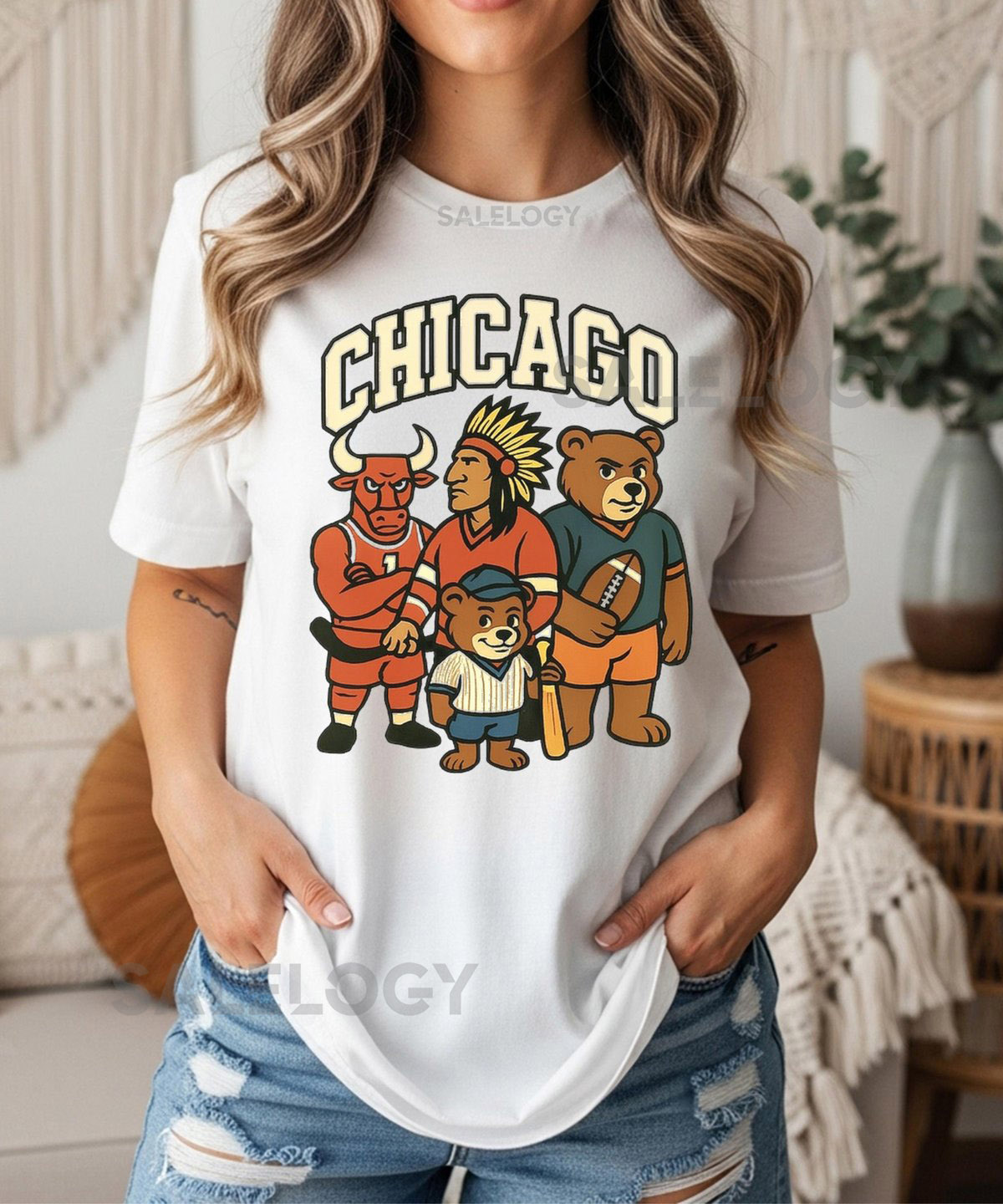 Chicago Sports T-Shirt Retro Chicago Team Mashup Tee Vintage Windy City Fan Shirt Chicago Gift for Him Her_229