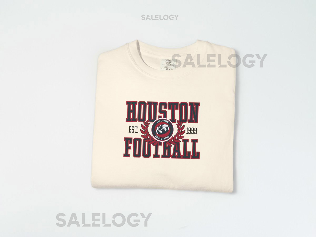 Houston Football Shirt Comfort Colors 1717 Vintage Collegiate Crest Football Mom Game Day Tee Retro Graphic Football _242