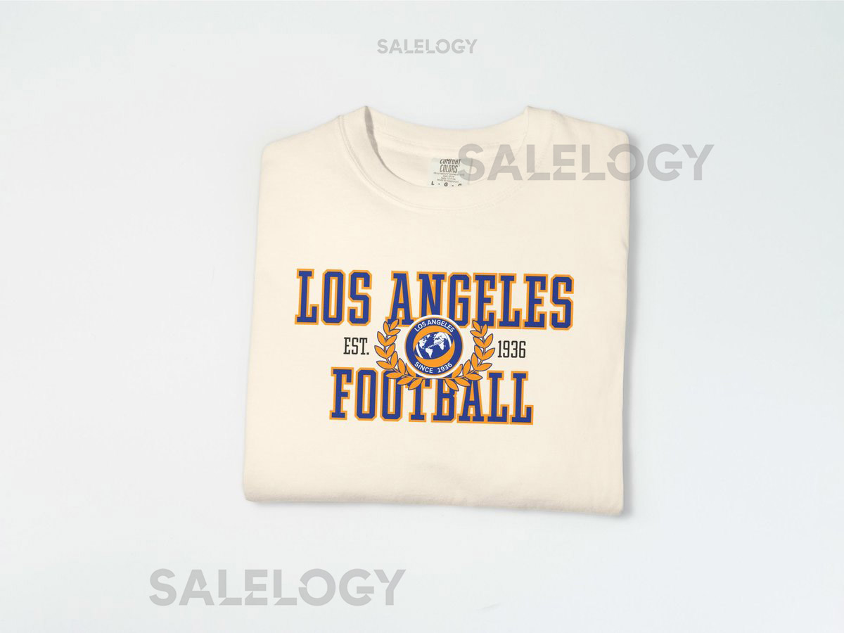 Los Angeles Football Shirt Comfort Colors 1717 Vintage Collegiate Crest Football Mom Game Day Tee Retro Graphic LA Football Season_555