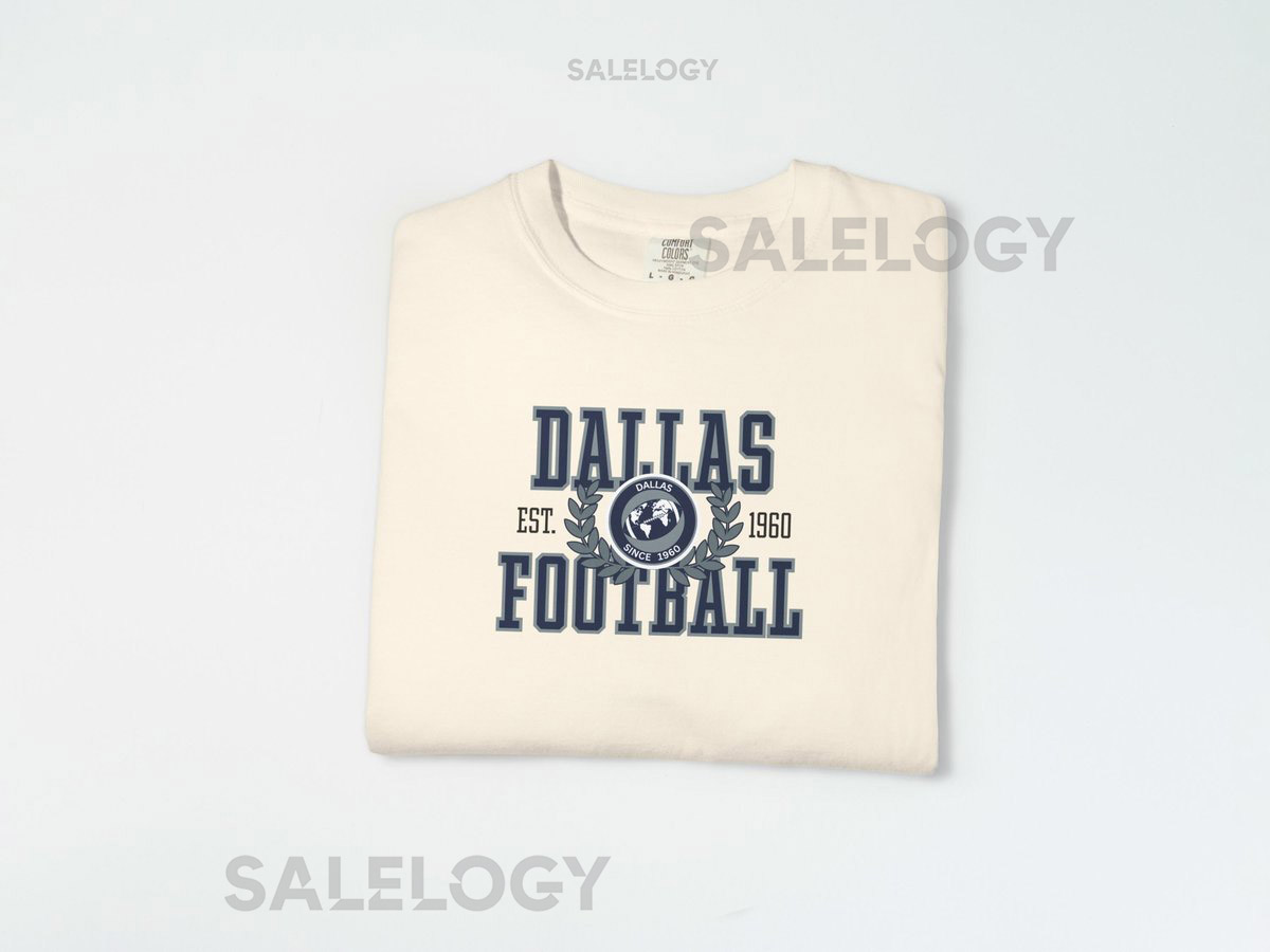 Dallas Football Shirt Comfort Colors 1717 Vintage Collegiate Crest Football Mom Game Day Tee Retro Graphic Football Season_226