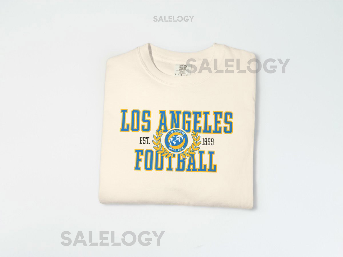 Los Angeles Football Shirt Comfort Colors 1717 Vintage Collegiate Crest Football Mom Game Day Tee Retro Graphic Football Season_554
