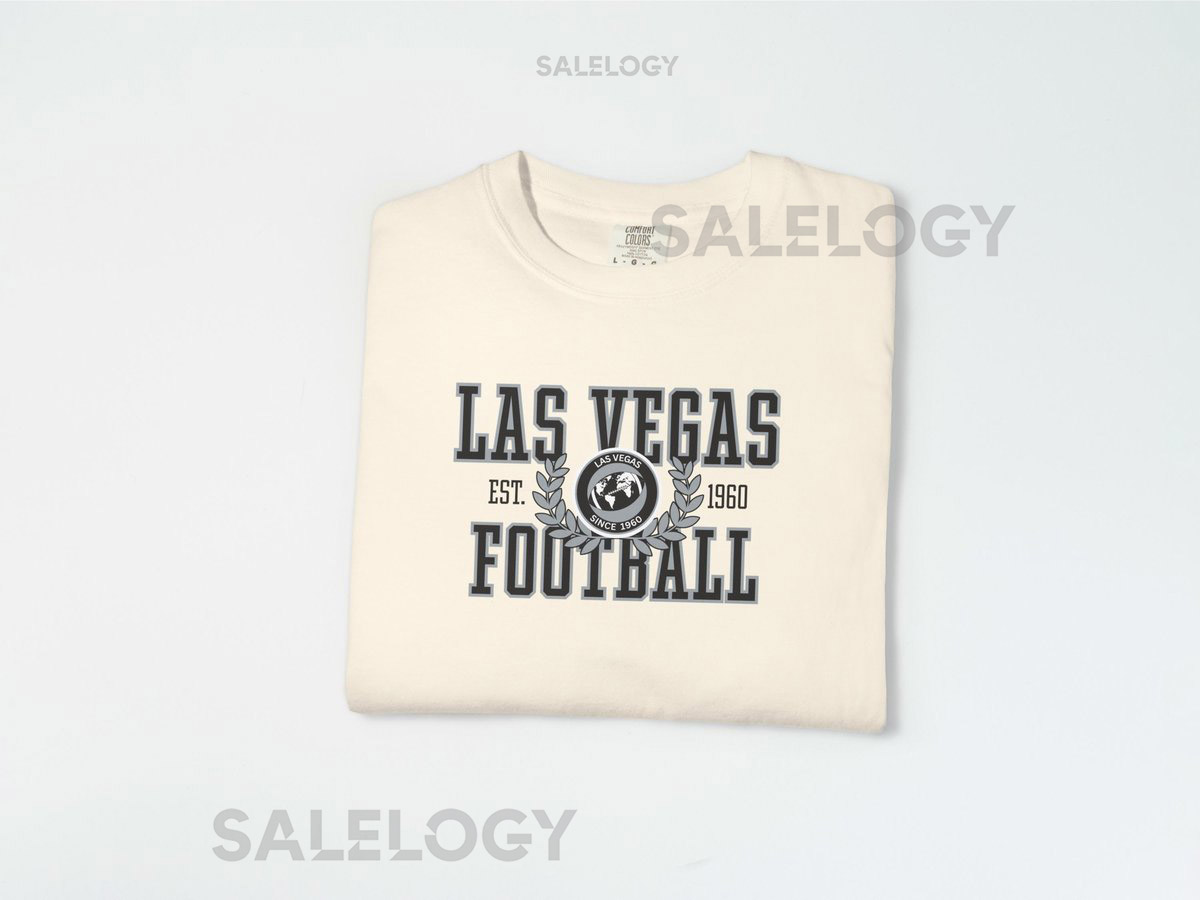 Las Vegas Football Shirt Comfort Colors Vintage Collegiate Crest Football Mom Game Day Tee Retro Graphic Oakland Football Season_464