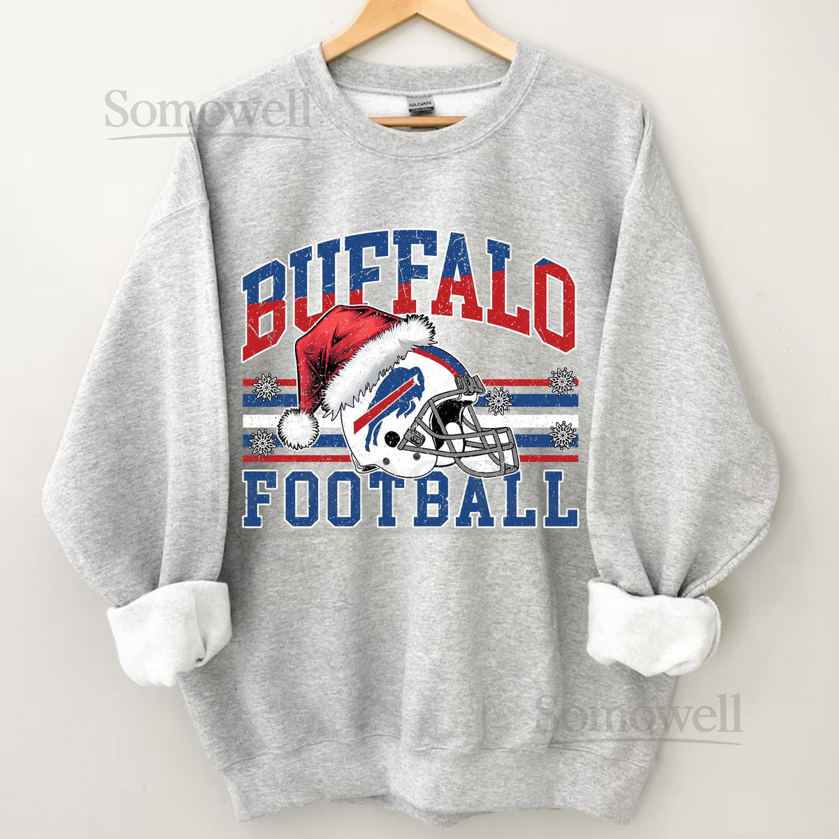 Buffalo Bills Christmas SweatshirtT-shirtHoodieYouth Sweatshirt Santa Hat NFL Football Crewneck_228