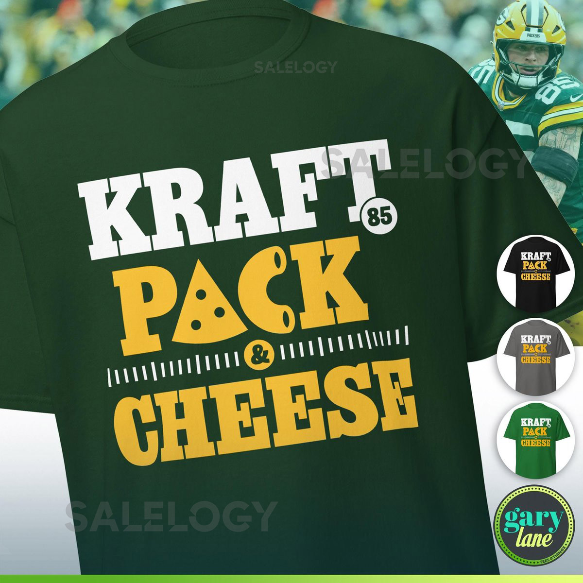 Tucker Kraft 85 Tight End Shirt Packers Fan Green Bay Gear Cheese Head Wisconsin Sports Player Green Gold Tee Tailgating Party T-Shirt_671
