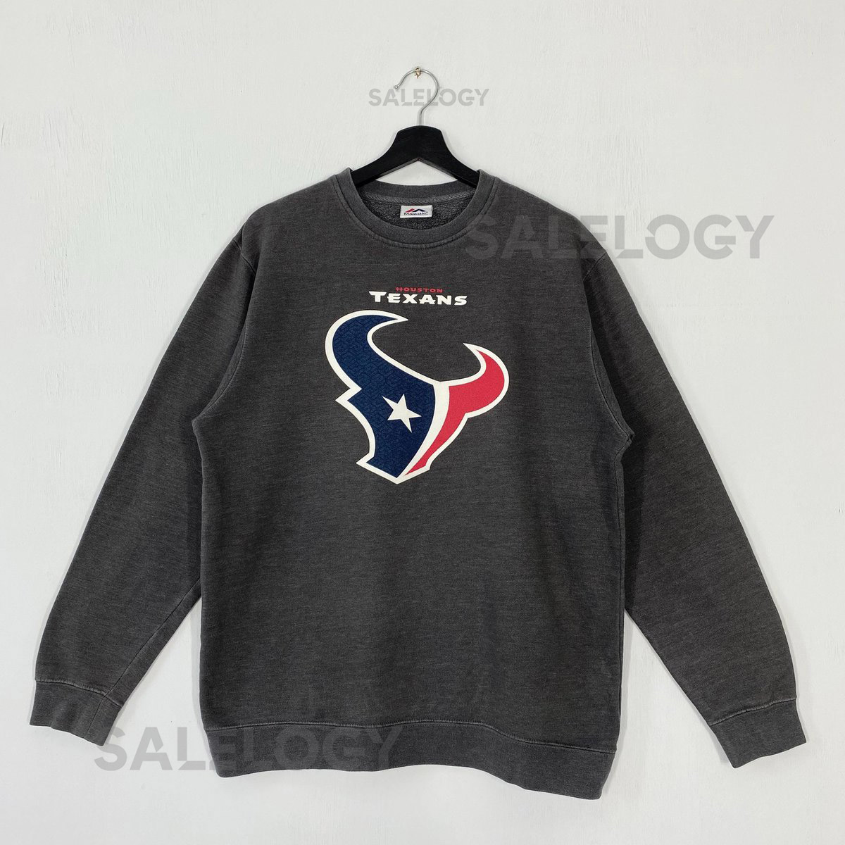 Vintage Houston Texans Sweatshirt Crewneck Pullover Sportswear NFL Houston Texans Print Logo Grey _969