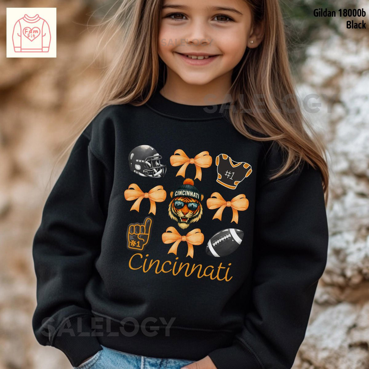 Personalized Cincinnati Bengal Kid Sweatshirt - Football Custom Bow Tshirt Coquett Bow Shirt Famfit09-10_825