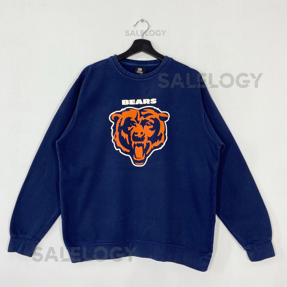 Vintage Chicago Bears Sweatshirt Crewneck Pullover Sportswear NFL Chicago Bears Print Logo Blue Large_1070
