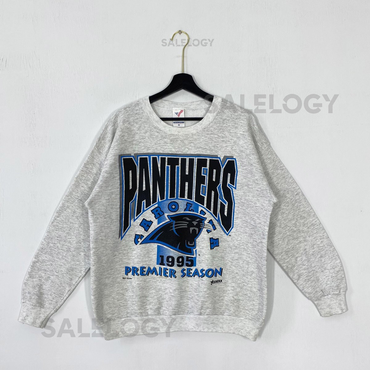 Vintage 90s Carolina Panthers Sweatshirt Crewneck Pullover Sportswear NFL Carolina Panthers Print Logo Grey Medium_942
