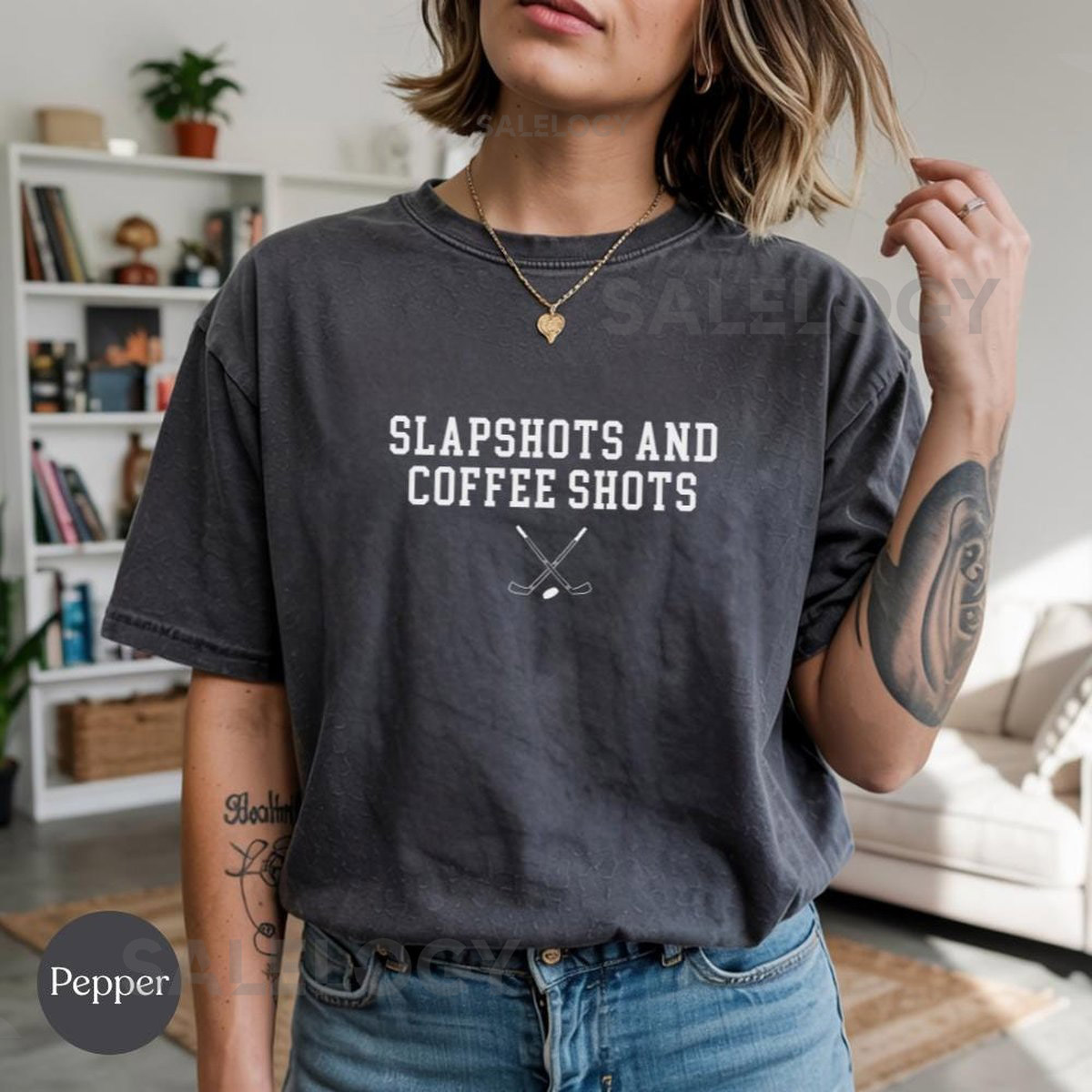 Slapshots and Coffee Shots Shirt Comfort Colors Funny Hockey Shirt Ice Hockey Player Gift Game Day Tee Hockey Fan Apparel Hockey Mama_482