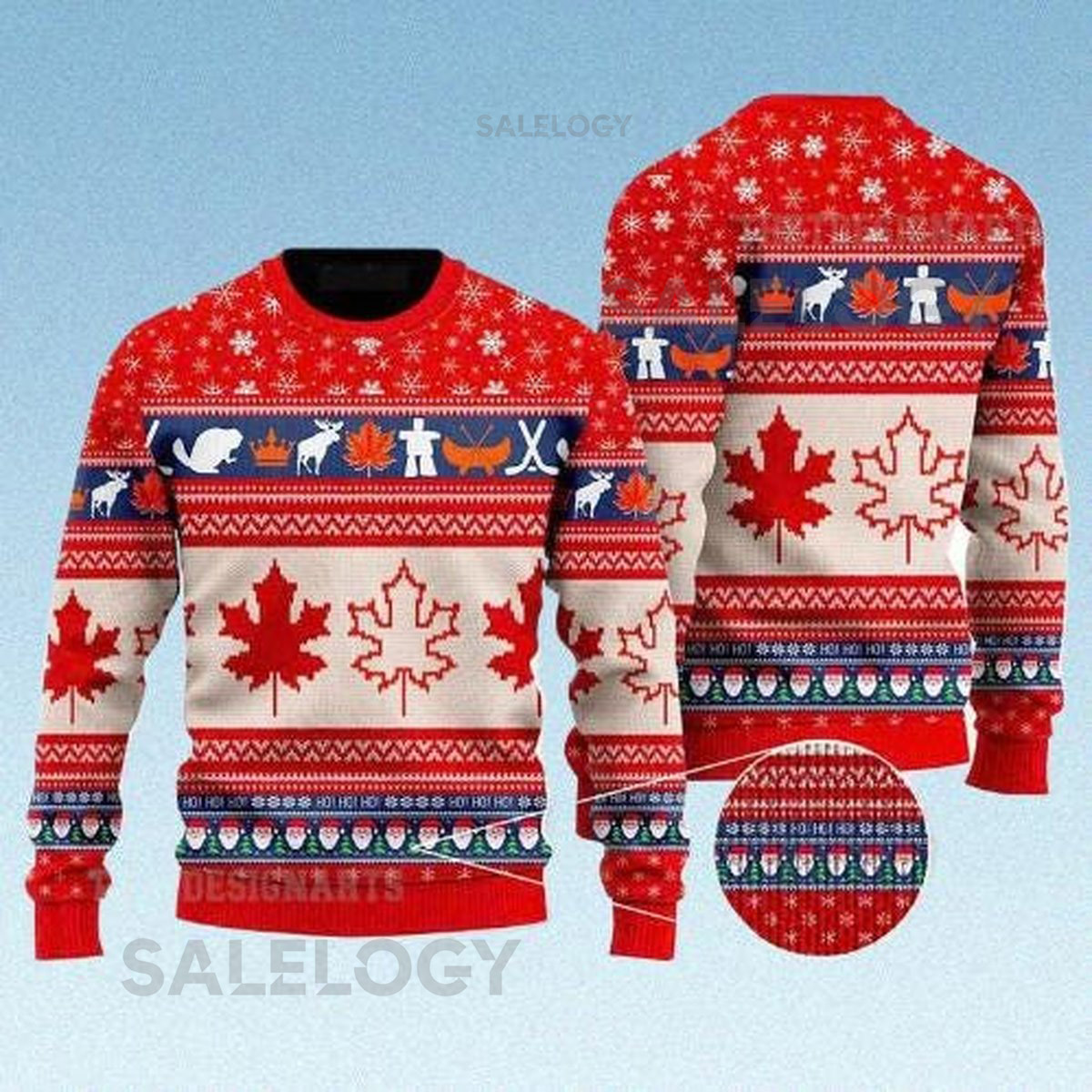 Funny Maple Leaf Ugly Sweater Canadian Christmas Pullover Holiday Party