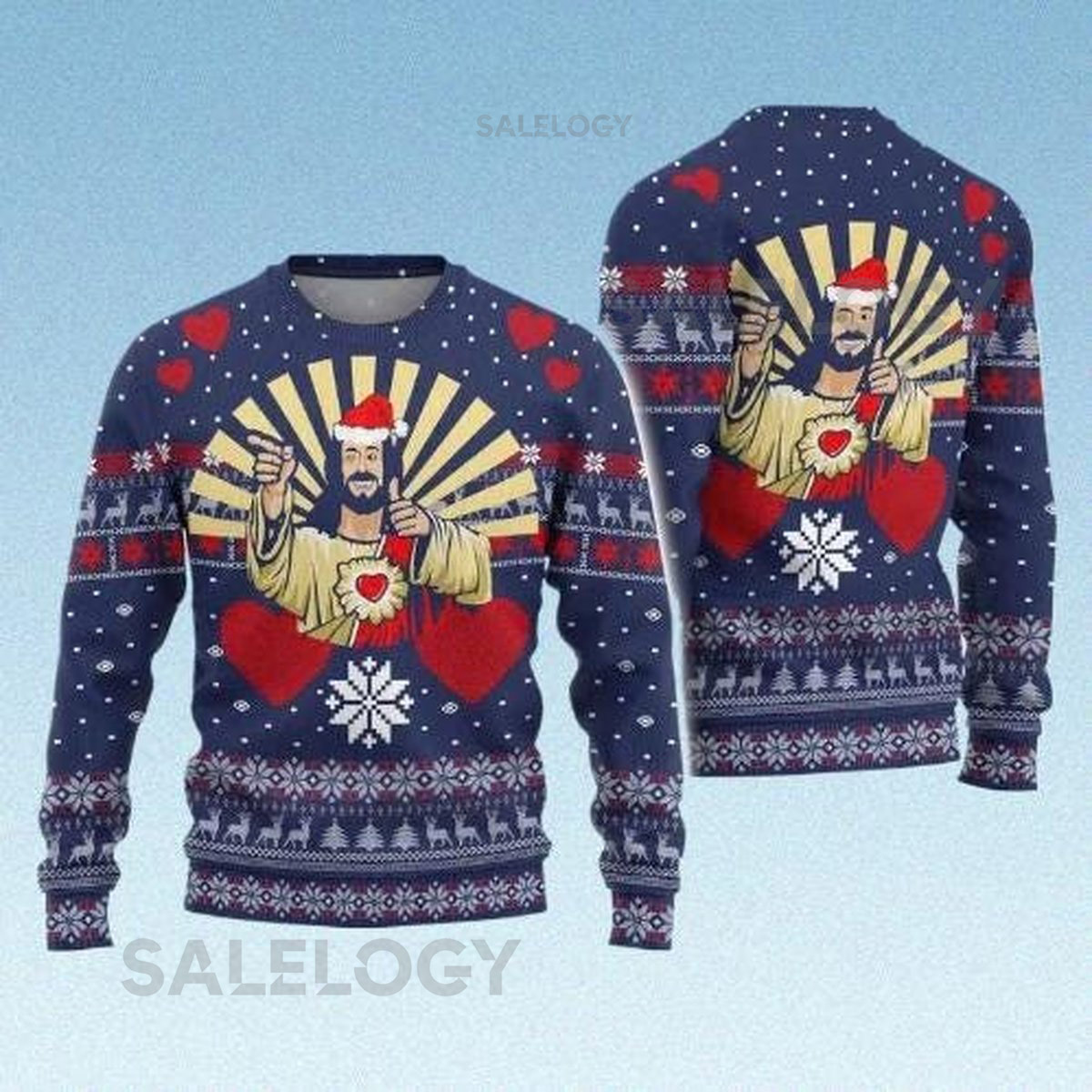 Happy Jesus Ugly Christmas Sweater Funny Christian Holiday Pullover Jesus Xmas Sweatshirt