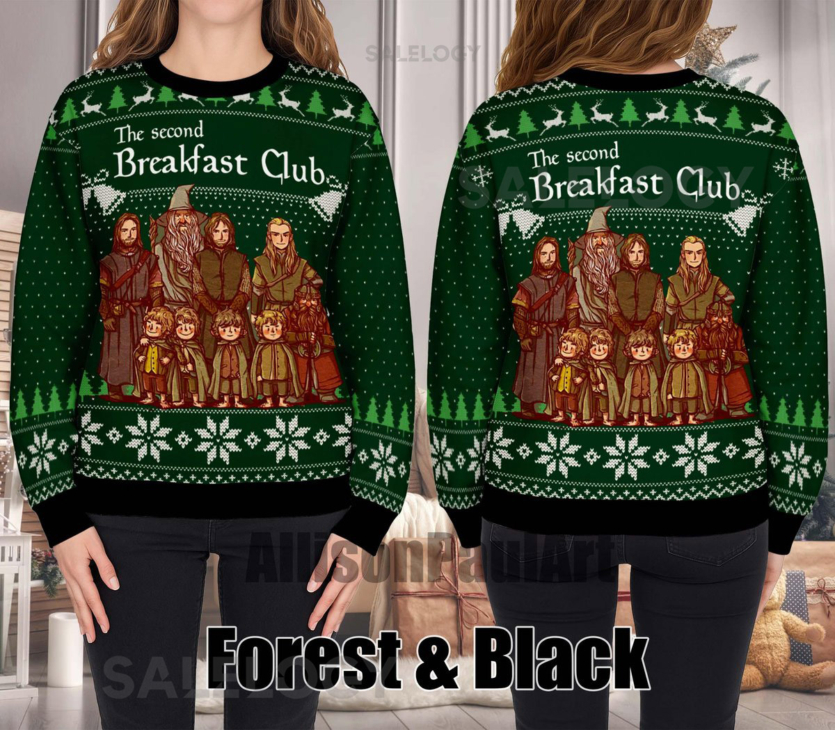 The Second Breakfast Club Fallout Ugly Sweater LOTR Knitted Christmas Ugly Sweater Vtg Movie Ugly Christmas Sweater Christmas