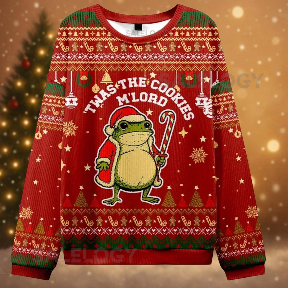 Twas the Cookies M'lord Christmas Sweater Funny Frog Xmas Sweater Anti RFK Jr Frog Liberal Anti Trump Shirt Vaccine Awareness Shirt