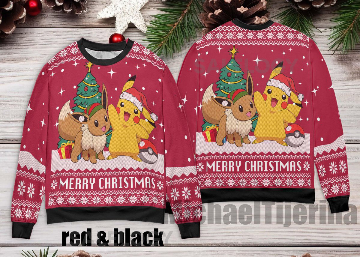 Christmas Pokemon Ugly Sweaters Pikachu Ugly Sweater Christmas Party Merry Pokemon Xmas Ugly Christmas Sweater