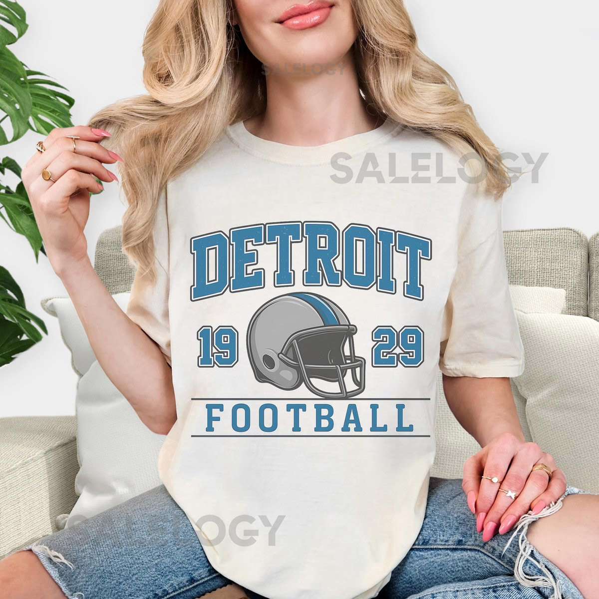 Comfort Colors Detroit Football T-Shirt Vintage Lions Game Day Fan Tee_55