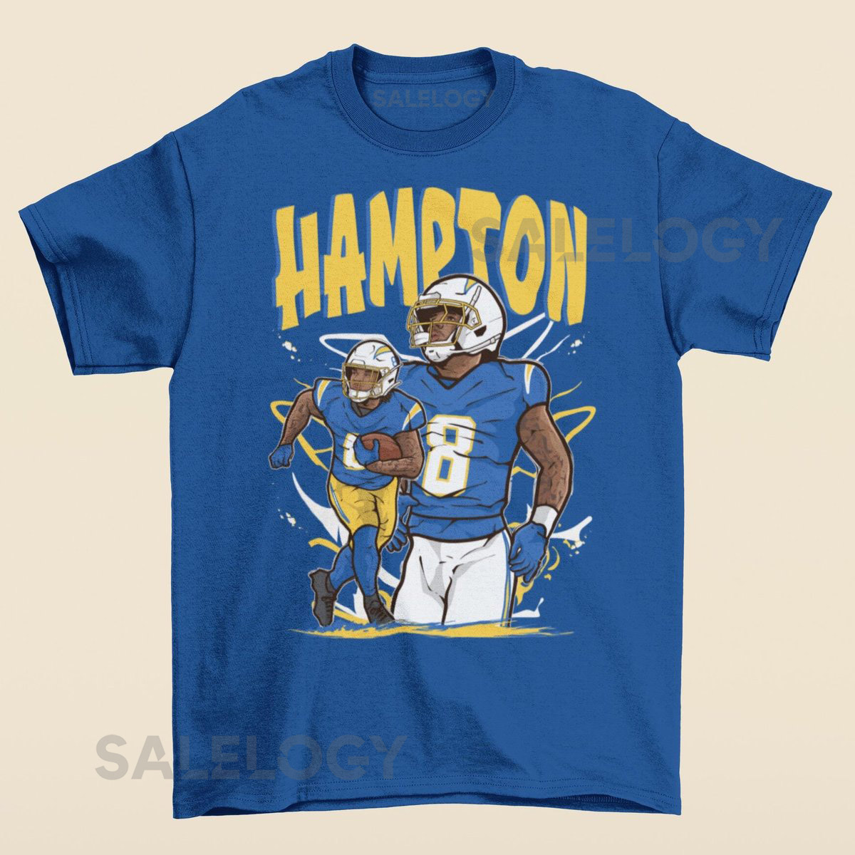 Omarion Hampton Cartoon Style Los Angeles Football T-Shirt_638