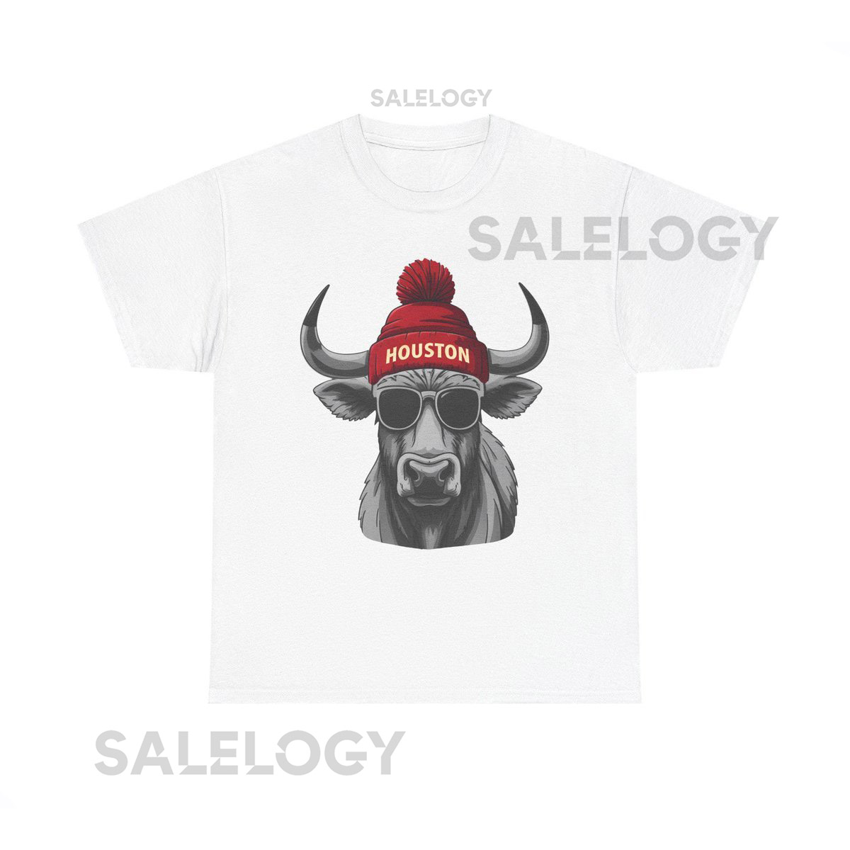 Houston Bull Graphic Tee Unisex Heavy Cotton T-Shirt Gift for Houston Lovers Casual Wear Animal Print Shirt Trendy F_216