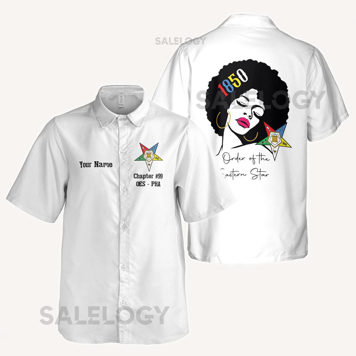 Customized 1850 Order of The Eastern Star OES Sistar Button Down Shirt S-5XL_165