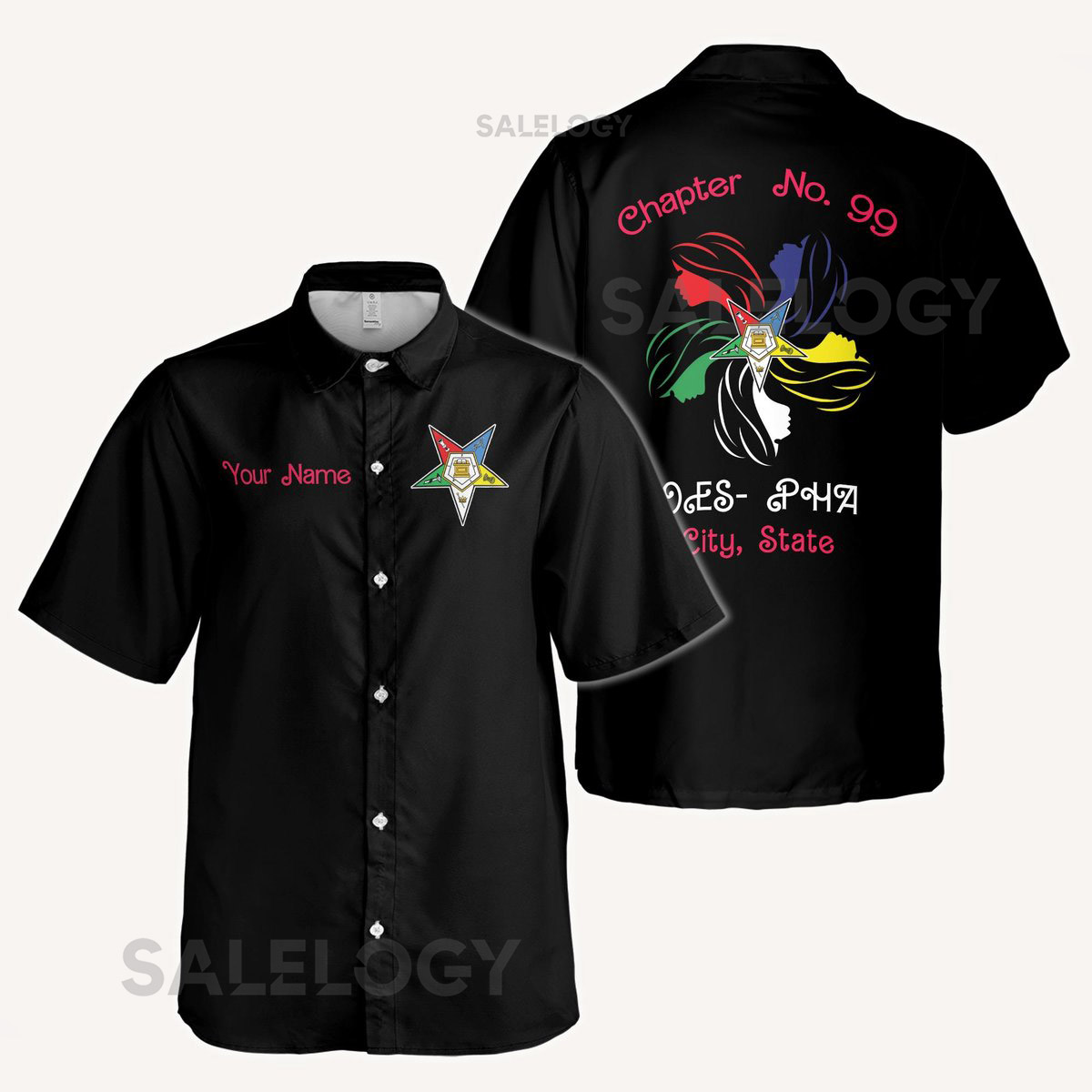 Customized Your Chapter OES Sistar Order of the Eastern Star Button Down Shirt S-5XL_201