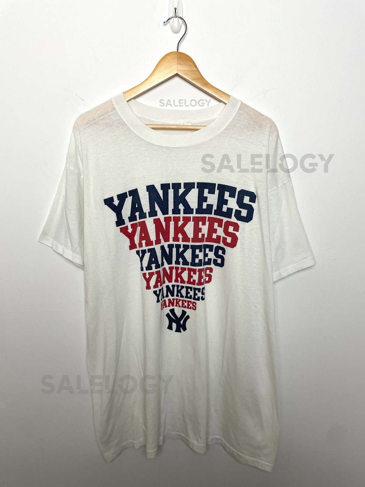 Vintage 1980s New York Yankees MLB Baseball Spell Out Graphic Tee Shirt size adult XL_384