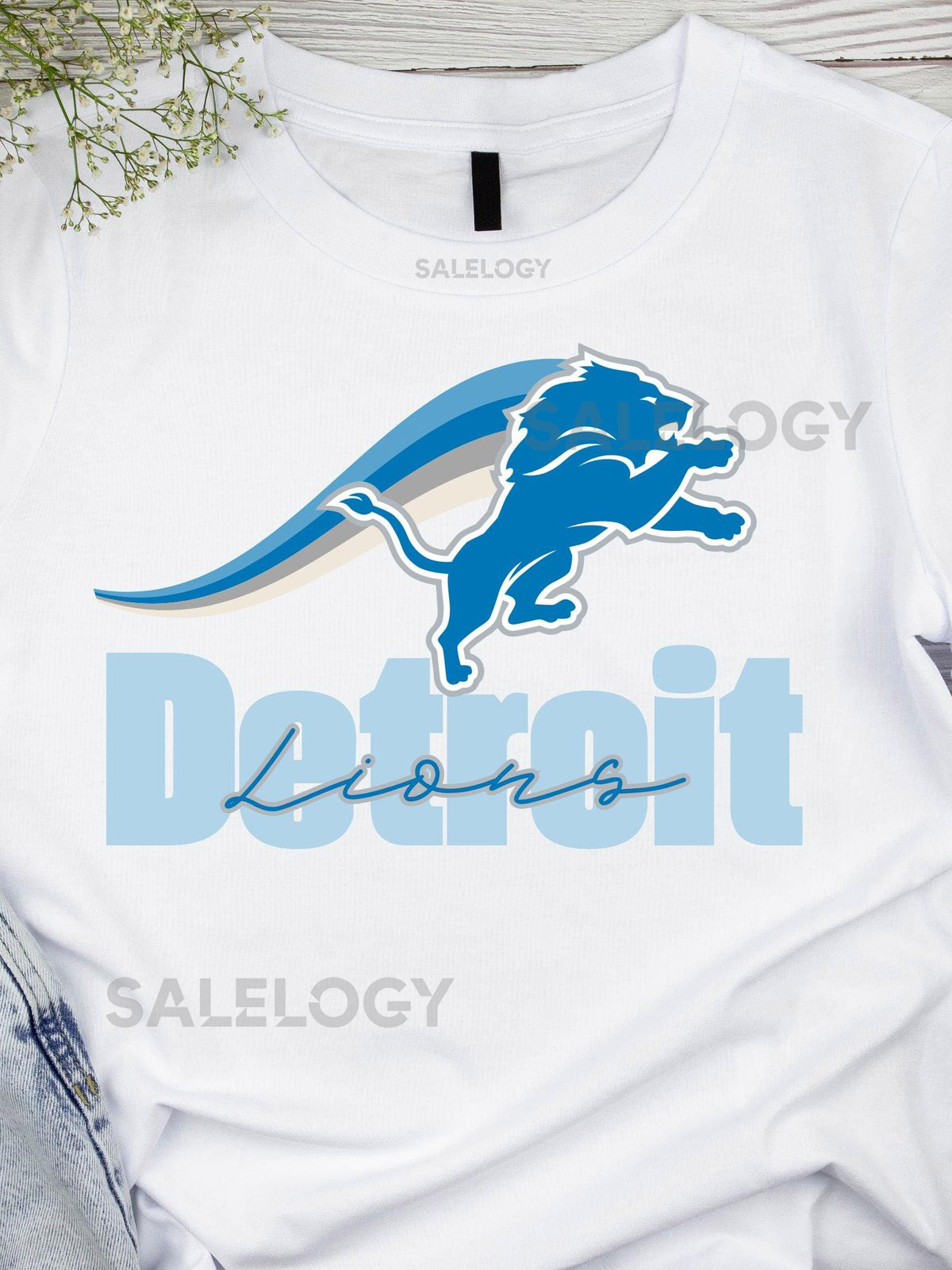 Motor City Football Shirt for Women Detroit Fan Gift Roaring Blue Cat Tee Game Day Top_671