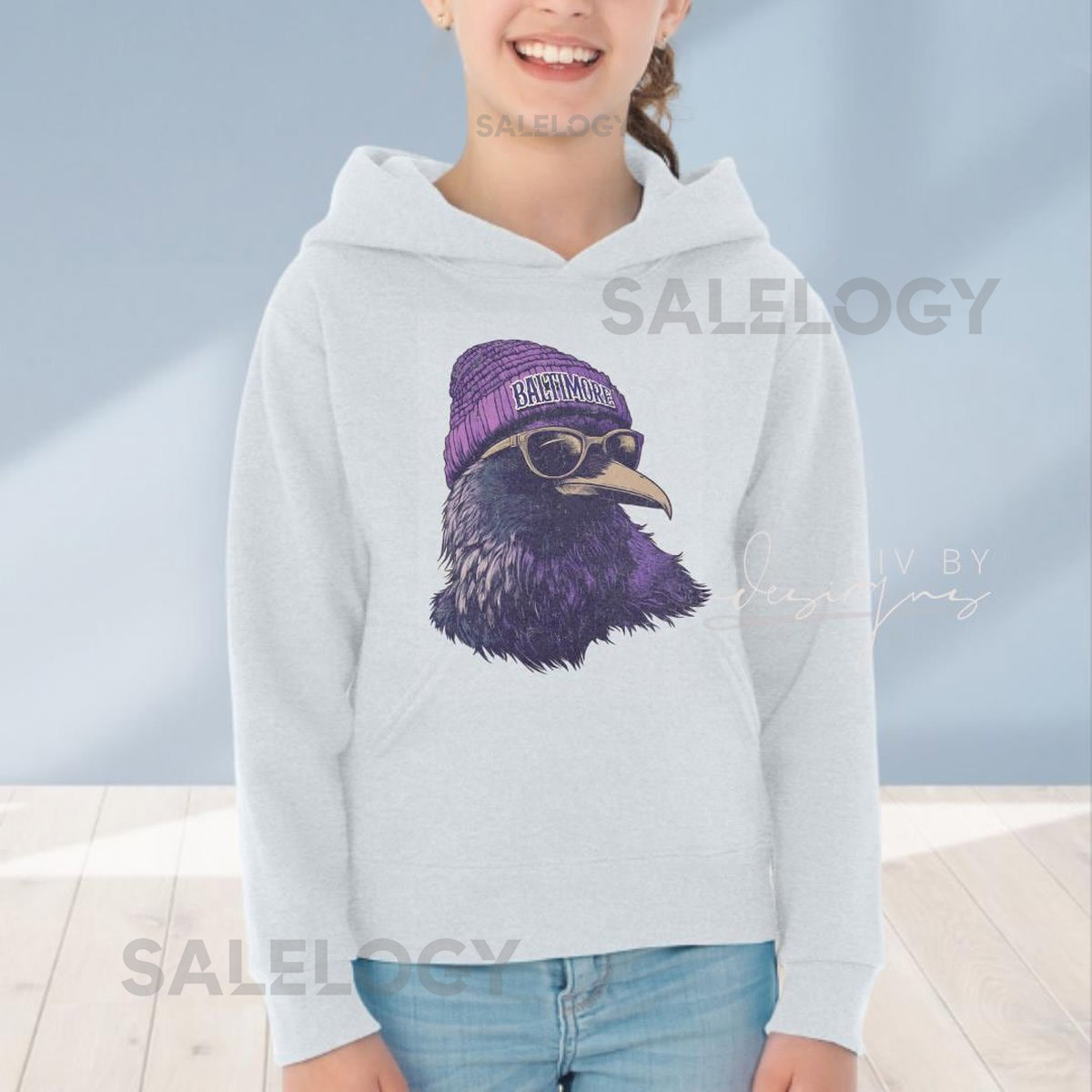 Baltimore Ravens Youth Shirt Crewneck or Hoodie Jerzees NuBlend Ash Football Kids Sweatshirt Game Day Outfit Birthday Gift Idea_169