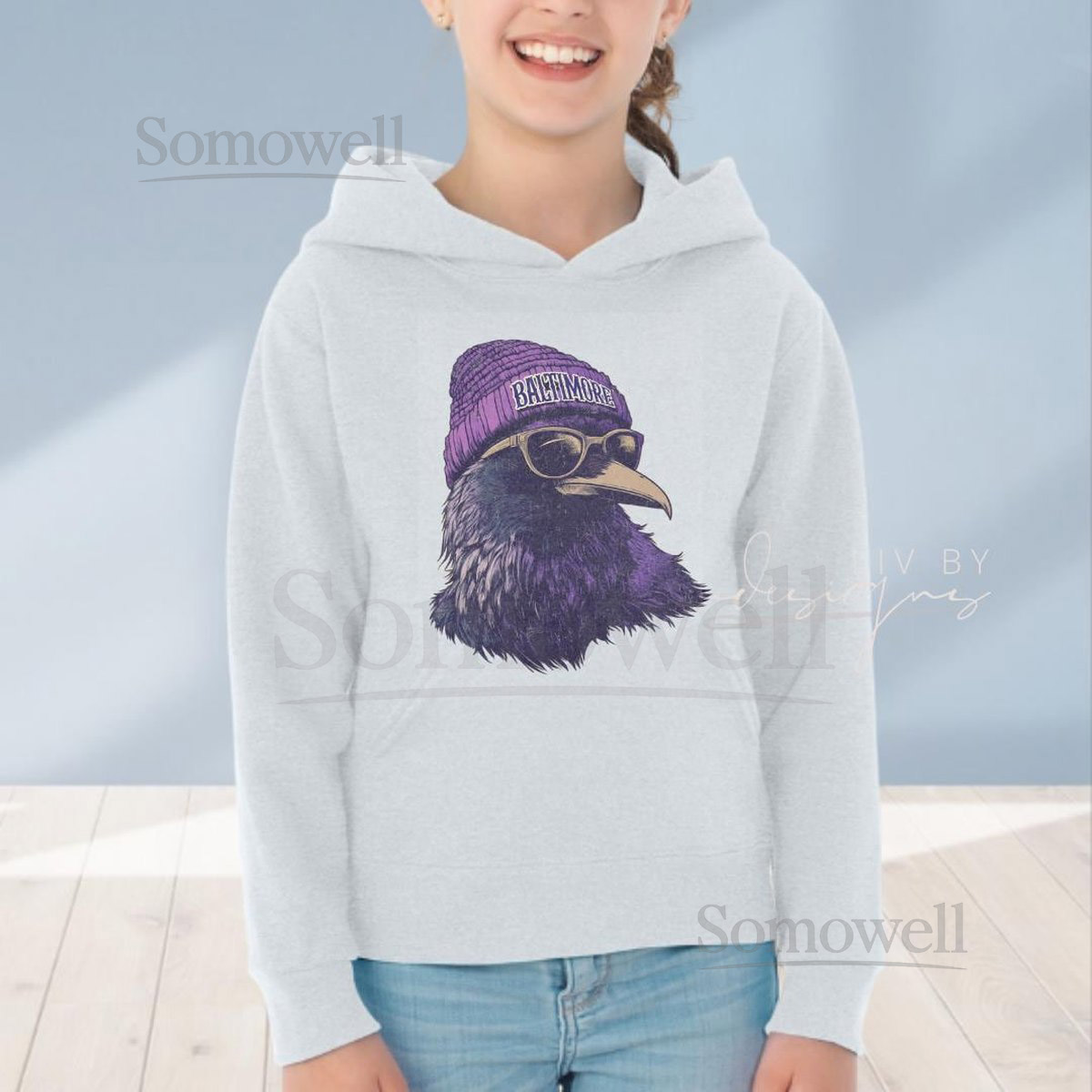 Baltimore Ravens Youth Shirt Crewneck or Hoodie Jerzees NuBlend Ash Football Kids Sweatshirt Game Day Outfit Birthday Gift Idea_169